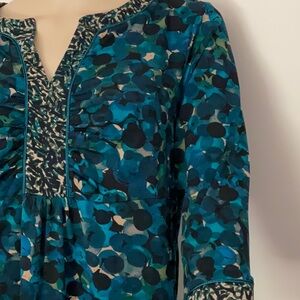 Susan Graver Dot Print Liquid Knit Tunic Top Ruched